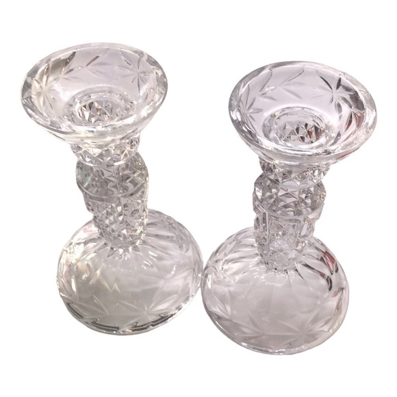 Pair of Vintage Bohemian Cut Crystal Candle Holders - Picture 1 of 5